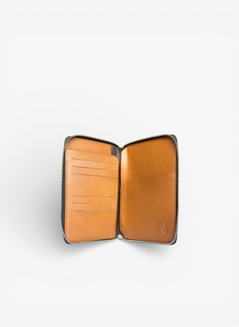 Emery Leather Travel Wallet Organizer, Zip-Around Passport Holder with Card Slots, Cash Storage & Secure Travel Document Case (Tan) - Image 3